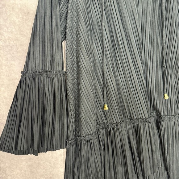 Free People Y2K Sz Small Can't Help It Oversized Pleated Bell Sleeve Mini‎ Dress - Picture 3 of 10